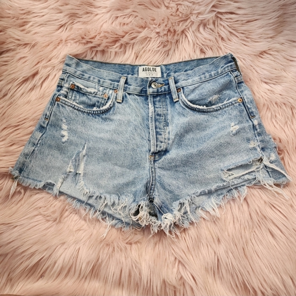 Agolde Vintage cut off Parker denim distressed jean shorts